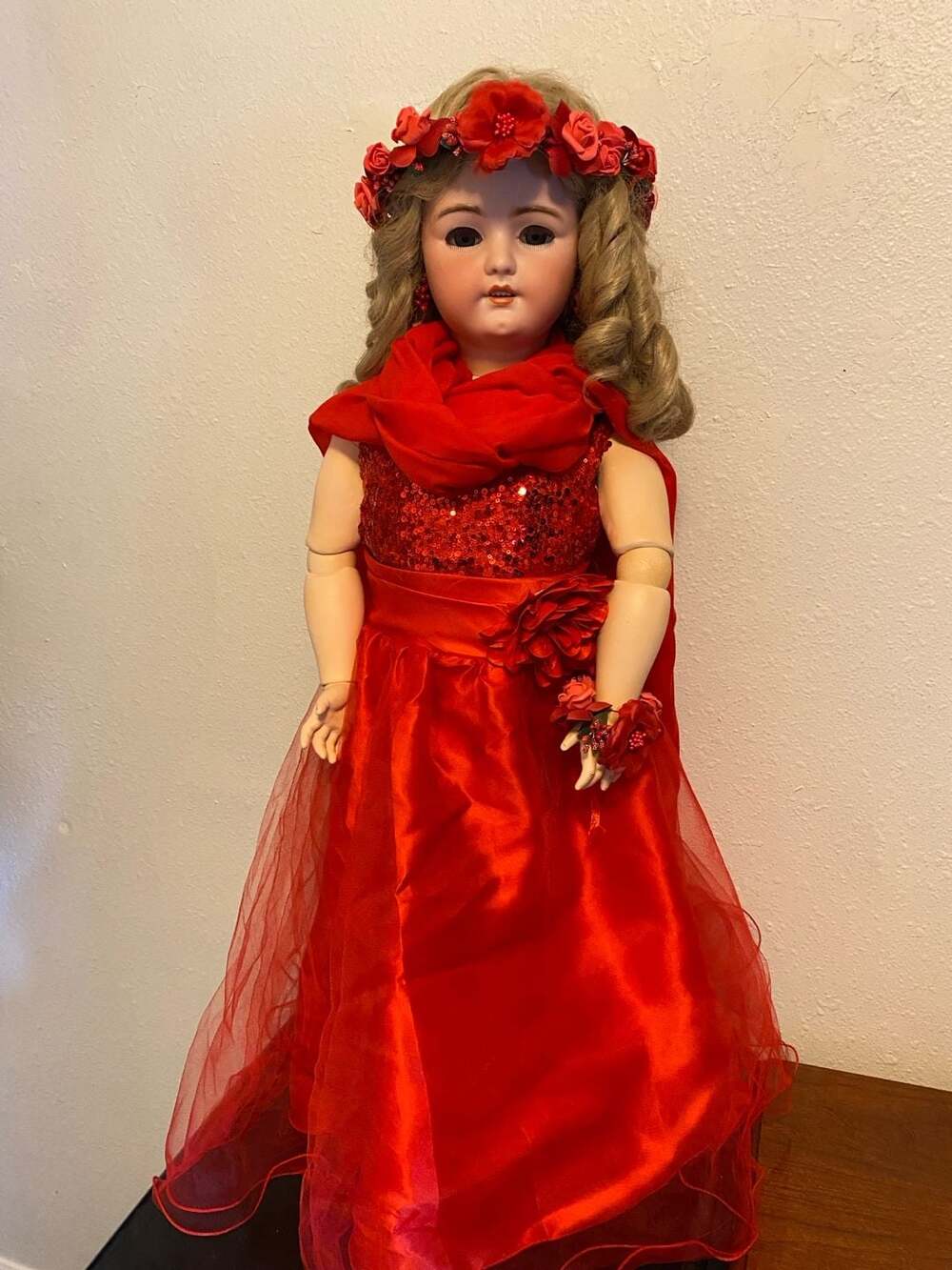 Heinrich Handwerck/Simon Halbig Bisque Head Doll Red Dress